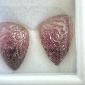 Elegant 2 Pink tourmaline Carved gemstones. DIY JEWELRY $25